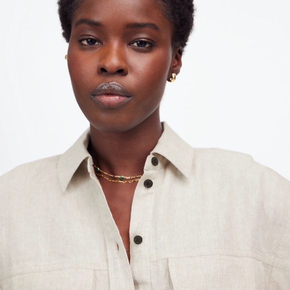 Madewell - Boxy Cargo-Pocket Button-Up Shirt, Oat, Medium, NWOT - Picture 5 of 8